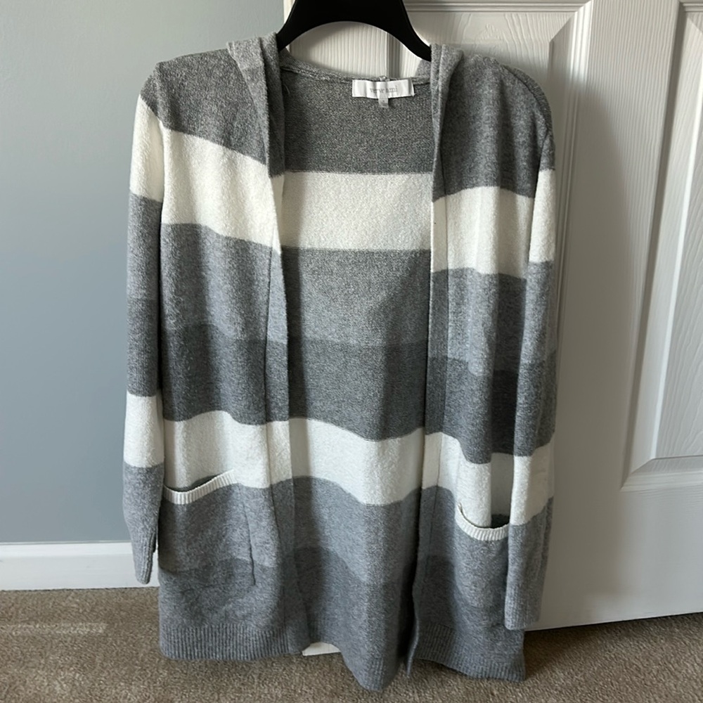 Hooded Striped cardigan Sweater